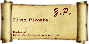 Zintz Piroska névjegykártya